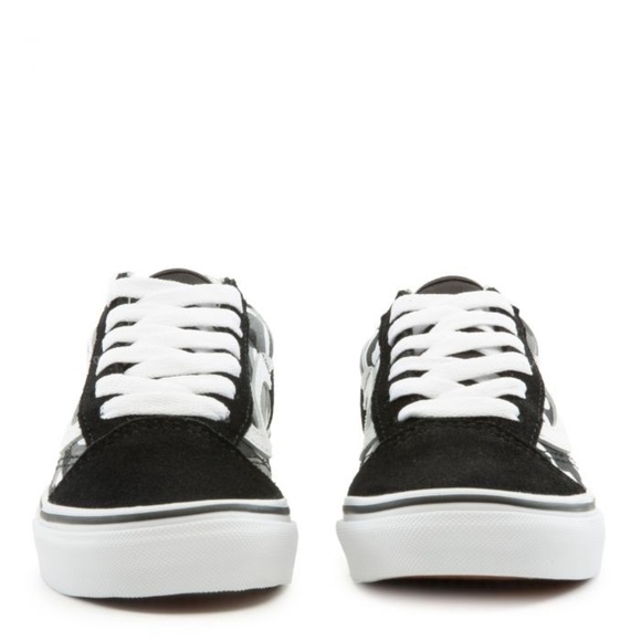 VANS KIDS (PS) OLD SKOOL SHOES | BLACK/WHITE CAMO | NEW in BOX/NWT!!🩶🖤✔️ - Picture 5 of 9